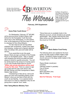 February, 2016 Supplement Home Plate Youth Dinner On