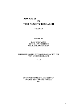 ADVANCES IN TEST ANXIETY RESEARCH VOLUME 5 EDITED BY