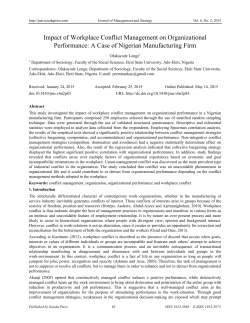 Impact of Workplace Conflict Management on