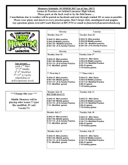 Monsters Schedule- SUMMER 2017 (as of Jan. 2017) Games