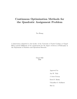 Continuous Optimization Methods for the Quadratic Assignment