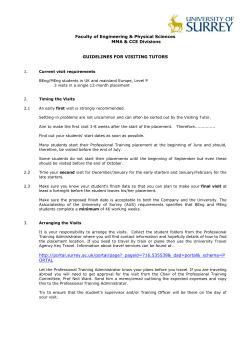 Professional Training Visit Guidelines