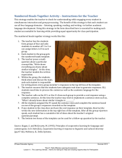 Numbered Heads Together Activity &ndash; Instructions for the Teacher