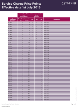 Service Charge Price Points Effective date 1st July 2015