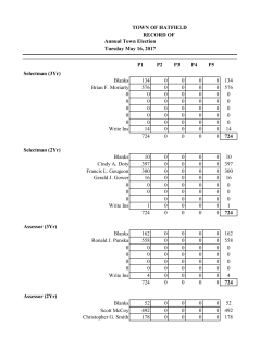 TOWN OF HATFIELD RECORD OF P1 P2 P3 P4 P5 Selectman (3Yr