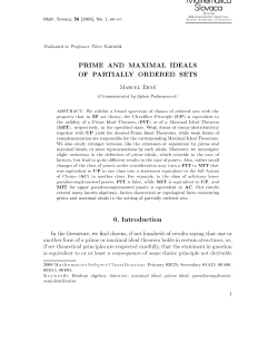 PRIME AND MAXIMAL IDEALS OF PARTIALLY ORDERED SETS 0