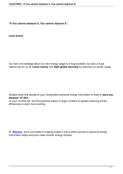 ELECTREX - If You cannot measure it, You cannot improve it!