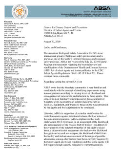 Centers for Disease Control and Prevention Division of Select