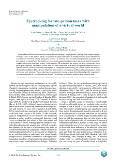 Eyetracking for two-person tasks with manipulation of a virtual world
