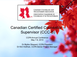 Clinical Supervision - Canadian Counselling and Psychotherapy
