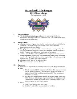 Minors Rules - Waterford Little League