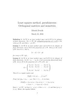 Least squares method, pseudoinverse. Orthogonal matrices