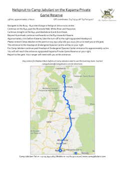 Nelspruit to Camp Jabulani on the Kapama Private Game Reserve