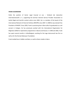 FRANK ACKERMANN Holds the position of Senior Legal