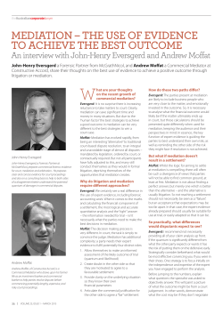 mediation &ndash; the use of evidence to achieve the best outcome