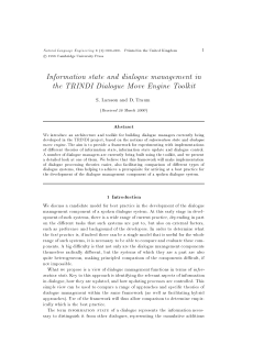 Information state and dialogue management in