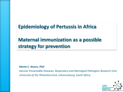 Epidemiology of Pertussis in Africa Maternal immunization as a