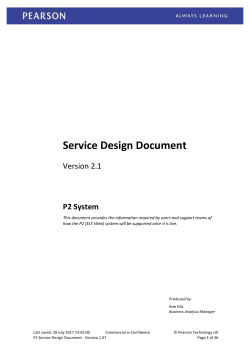 P2 Service Design Document - Pearson International Technical