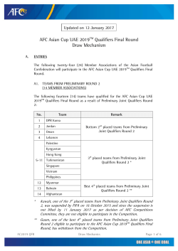 AFC Asian Cup UAE 2019TM Qualifiers Final Round Draw Mechanism