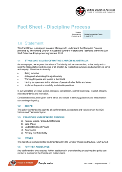 Fact Sheet - Discipline Process - Synod of Victoria and Tasmania