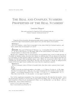 The Real and Complex Numbers: Properties of the