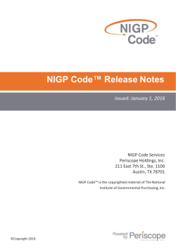 NIGP Code &ndash; Release Notes
