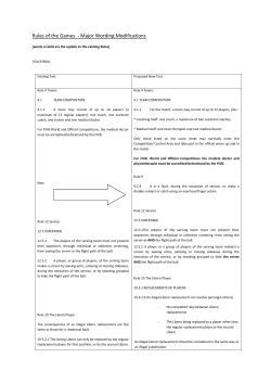 Rules of the Games - Major Wording Modifications