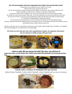 Cloudy with a chance of Meatballs $65 per person