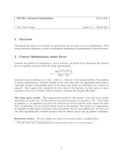 1 Overview 2 Convex Optimization under Error