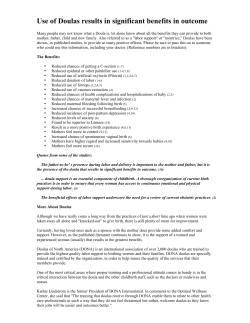 Use of Doulas results in significant benefits in outcome