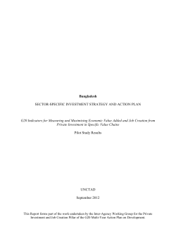 Bangladesh SECTOR-SPECIFIC INVESTMENT STRATEGY AND