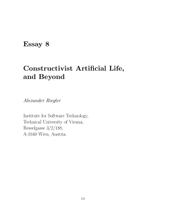 Essay 8 Constructivist Artificial Life, and Beyond