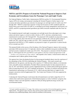 NHTSA and EPA Propose to Extend the National