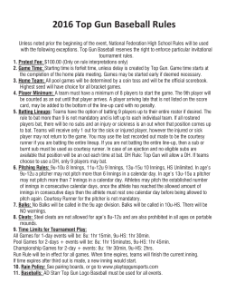 2016 Top Gun Baseball Rules