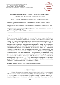 Chess Training for Improving Executive Functions and Mathematics