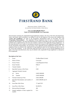Issue of ZAR25,000000 FRS127 Under its ZAR30,000000000 Note