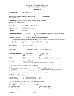 Legal Issues in Higher Education - University of Wisconsin Whitewater