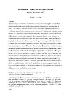 Maximization, Learning and Economic Behavior