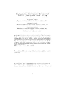 Organizational Structure and the Choice of Price vs. Quantity in a