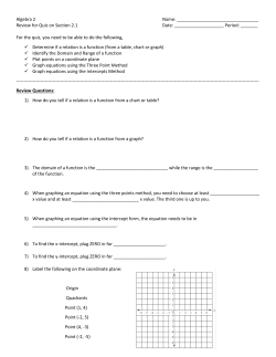 Algebra 2 Name: Review for Quiz on Section 2.1 Date: Period