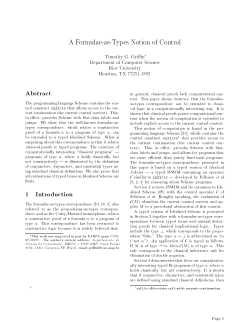 A Formulae-as-Types Notion of Control Abstract 1 Introduction