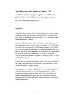 Top 10 Reasons Why Systems Projects Fail