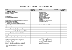 amalgamation issues - example action checklist