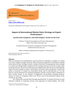 Impact of International Market Entry Strategy on Export Performance1