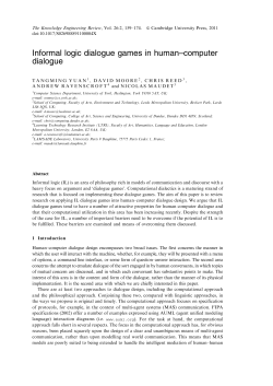Informal logic dialogue games in human&ndash;computer dialogue