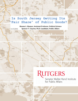 Is South Jersey Getting Its &ldquo;Fair Share&rdquo; of Public Goods?
