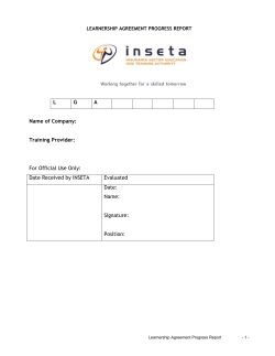 Learnership Agreement Progress Report