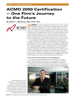 AcMo 2000 certification &mdash; one Firm`s Journey to the Future