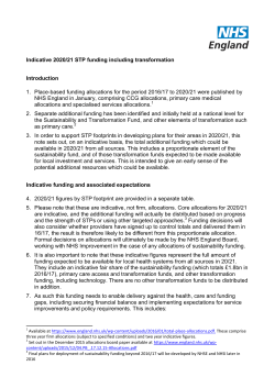 Indicative 2020/21 STP funding including