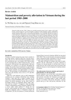 Malnutrition and poverty alleviation in Vietnam during the last period